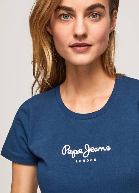 žene mornarica majica s osnovnim logom Pepe Jeans JZ8H470