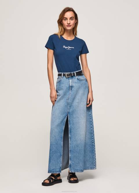 žene mornarica majica s osnovnim logom Pepe Jeans JZ8H470