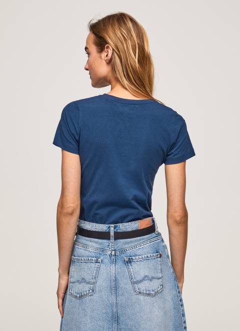 žene mornarica majica s osnovnim logom Pepe Jeans JZ8H470