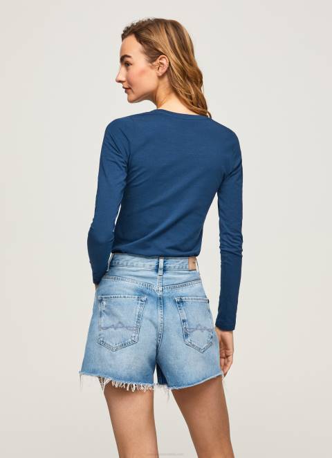 žene mornarica pamučna majica dugih rukava Pepe Jeans JZ8H472