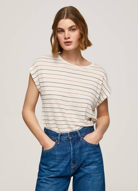 žene multi lanena majica s prugastim printom Pepe Jeans JZ8H447