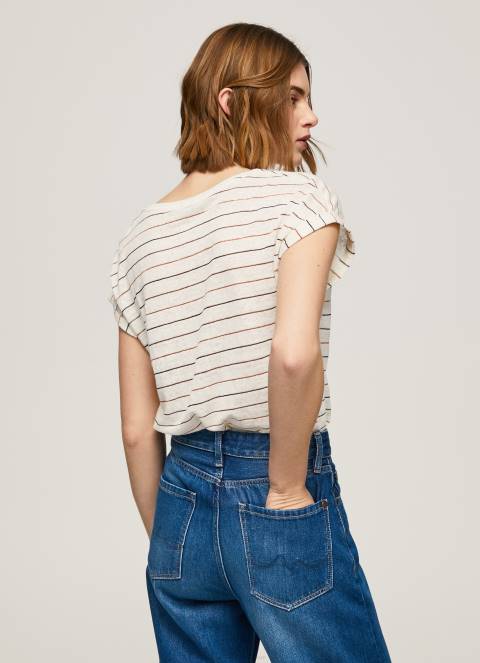 žene multi lanena majica s prugastim printom Pepe Jeans JZ8H447