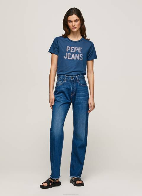 žene ocean majica kratkih rukava s logotipom od štrasa Pepe Jeans JZ8H443