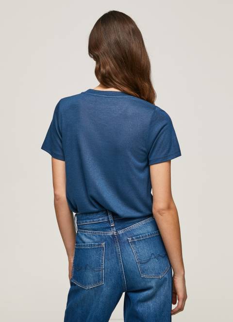 žene ocean majica kratkih rukava s logotipom od štrasa Pepe Jeans JZ8H443