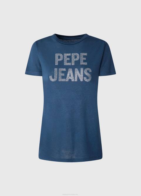 žene ocean majica kratkih rukava s logotipom od štrasa Pepe Jeans JZ8H443