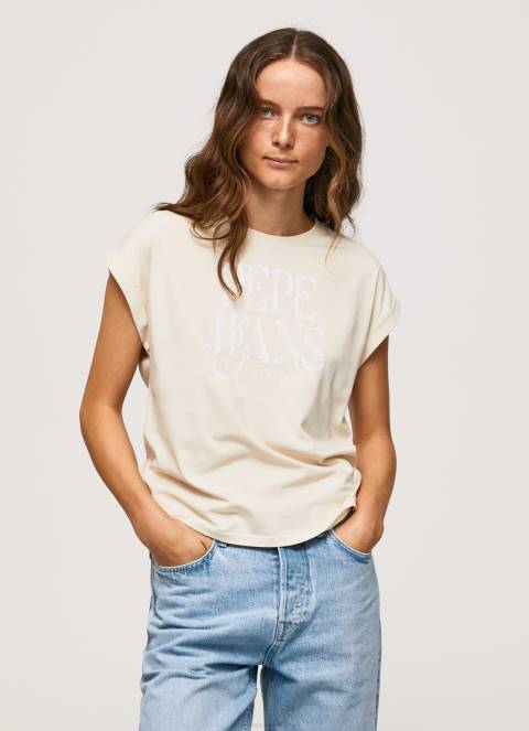 žene polirati pamučna majica s cvjetnim logotipom Pepe Jeans JZ8H402