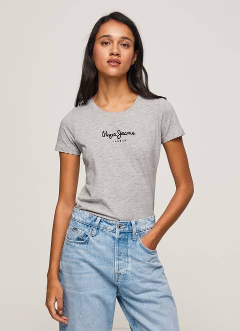 žene polirati pamučna majica s cvjetnim logotipom Pepe Jeans JZ8H402