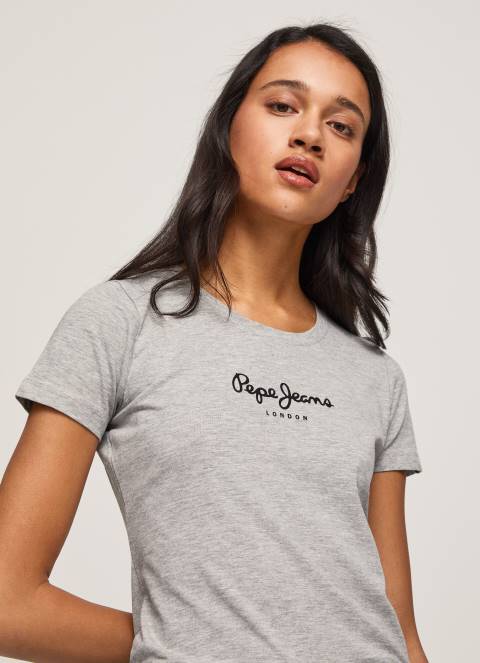 žene sivi lapor majica s osnovnim logom Pepe Jeans JZ8H401