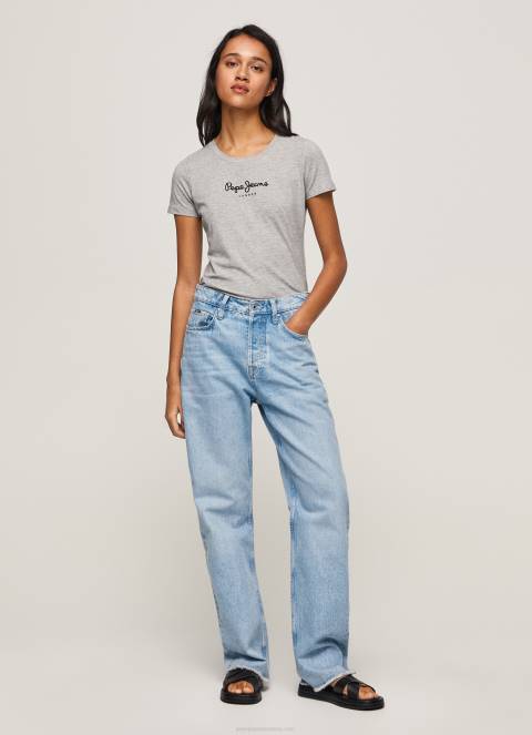 žene sivi lapor majica s osnovnim logom Pepe Jeans JZ8H401