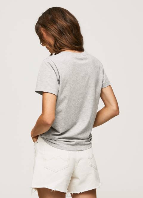 žene sivi lapor pamučna majica s otisnutim logotipom Pepe Jeans JZ8H412