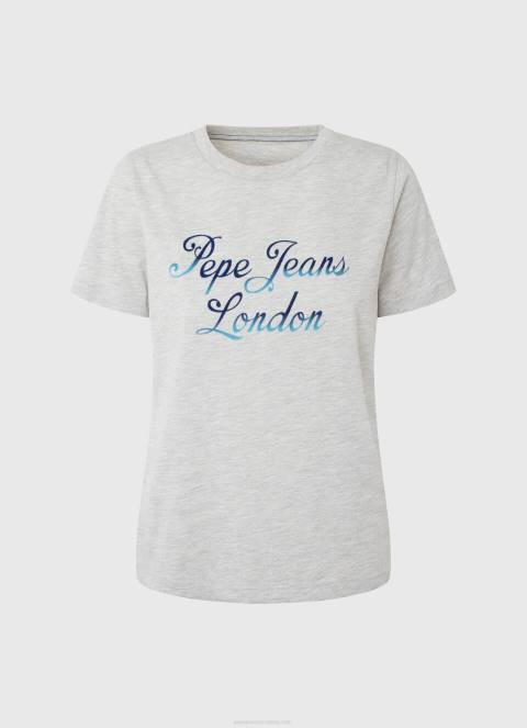 žene sivi lapor pamučna majica s otisnutim logotipom Pepe Jeans JZ8H412