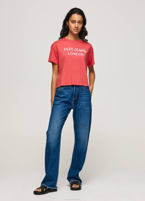 žene studio crvena majica s printom logotipa Pepe Jeans JZ8H379