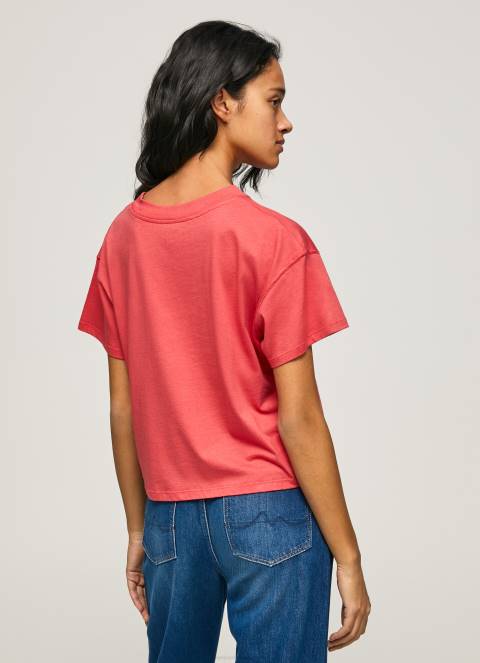 žene studio crvena majica s printom logotipa Pepe Jeans JZ8H379
