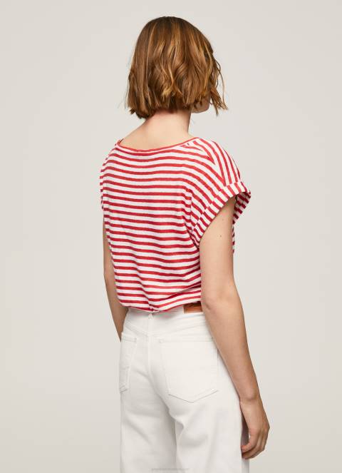 žene studio crvena majica s prugastim printom Pepe Jeans JZ8H446