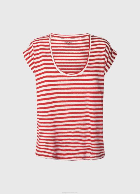 žene studio crvena majica s prugastim printom Pepe Jeans JZ8H446