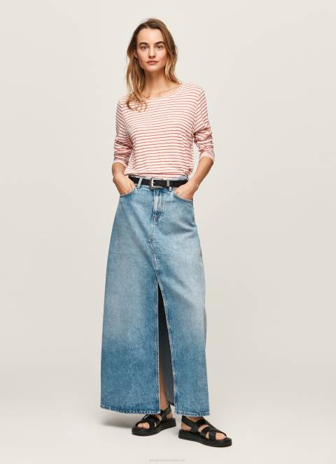 žene studio crvena prugasta majica dugih rukava Pepe Jeans JZ8H395