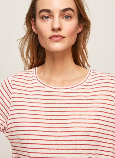 žene studio crvena prugasta majica dugih rukava Pepe Jeans JZ8H395