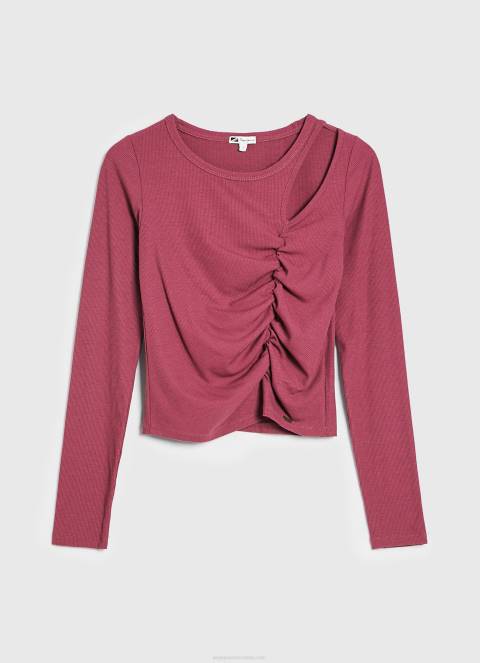 žene tamno rumenilo asimetrična majica dugih rukava Pepe Jeans JZ8H425