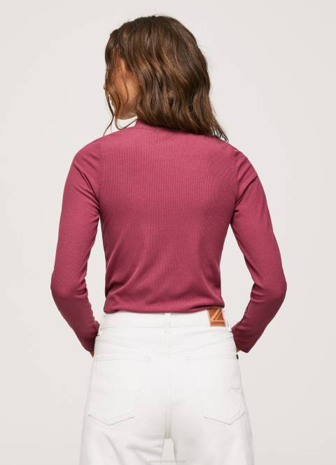 žene tamno rumenilo rebrasta majica dugih rukava Pepe Jeans JZ8H393