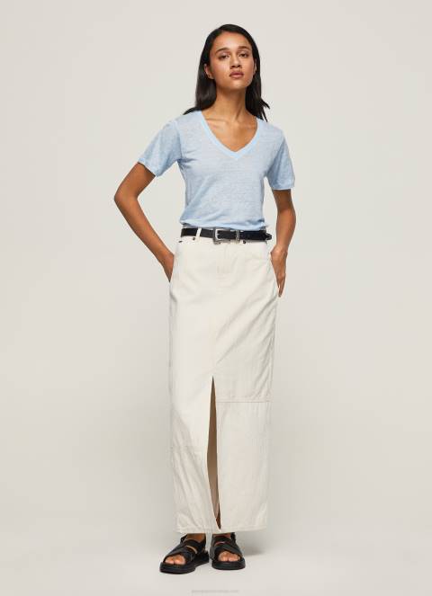 žene zaljev lanena majica s v-izrezom Pepe Jeans JZ8H466