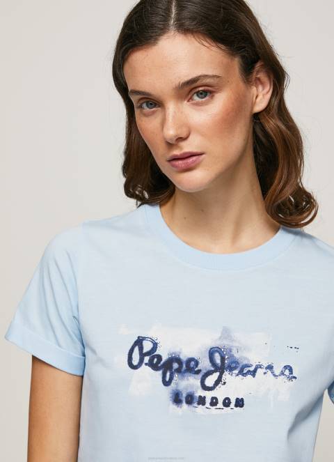 žene zaljev pamučna majica s gradijentnim logotipom Pepe Jeans JZ8H422