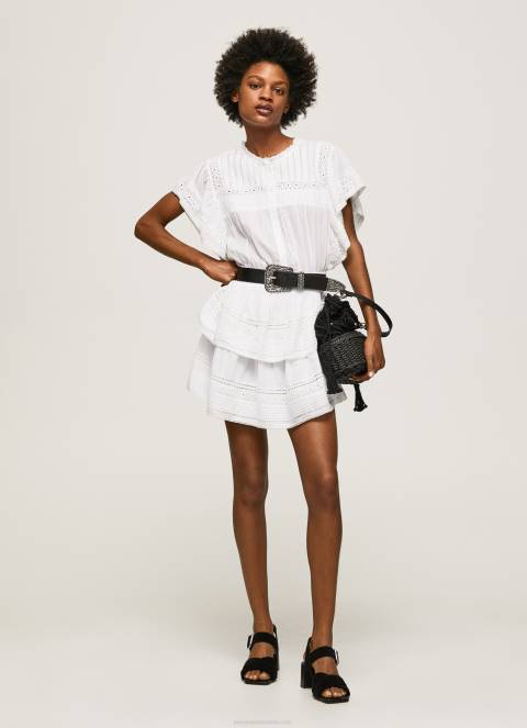 žene bijela suknja s detaljima od čipke Pepe Jeans JZ8H488