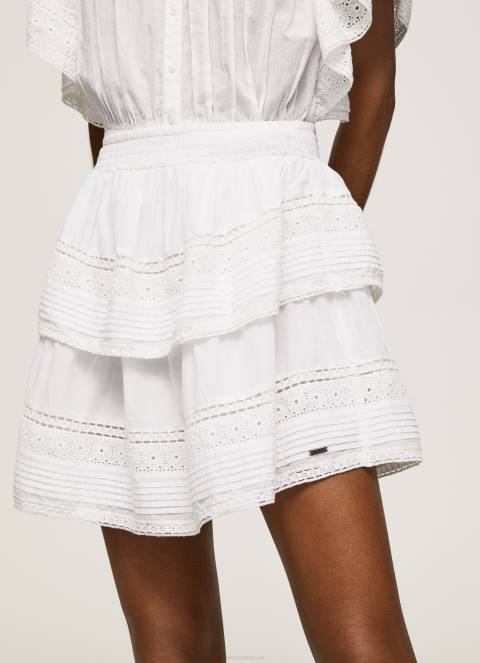 žene bijela suknja s detaljima od čipke Pepe Jeans JZ8H488