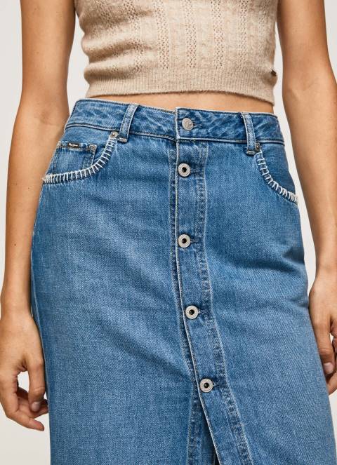 žene traper pamučna traper midi suknja Pepe Jeans JZ8H100