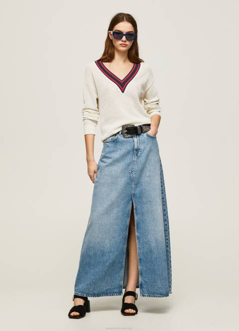 žene bijela krep žersej s v-izrezom Pepe Jeans JZ8H228