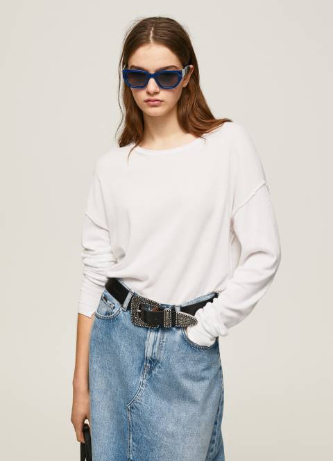 žene bijela opušteni dres s brodskim izrezom Pepe Jeans JZ8H256