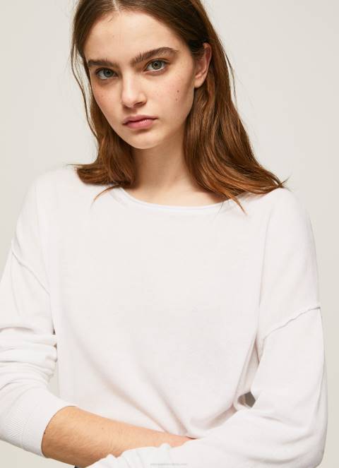 žene bijela opušteni dres s brodskim izrezom Pepe Jeans JZ8H256