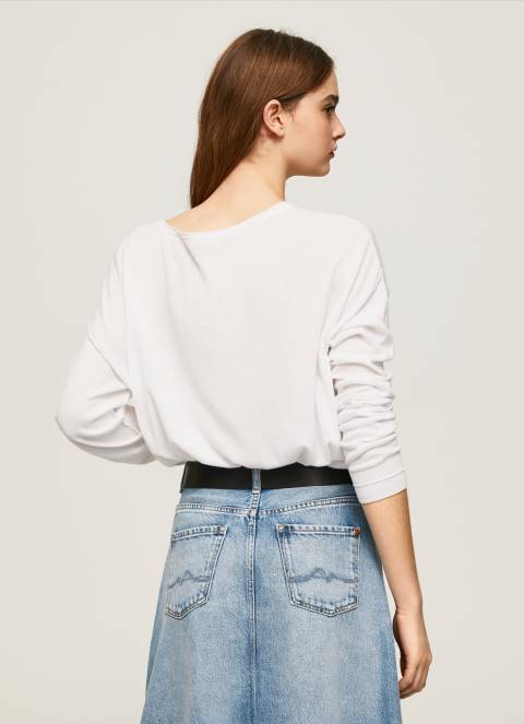 žene bijela opušteni dres s brodskim izrezom Pepe Jeans JZ8H256