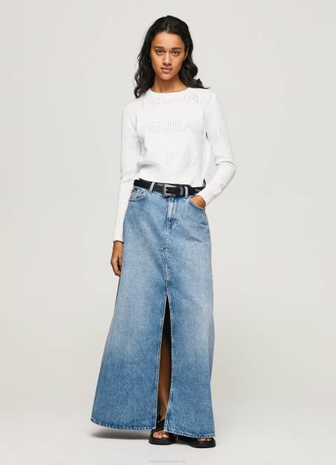 žene bijela pamučni žersej s ažur detaljima Pepe Jeans JZ8H260