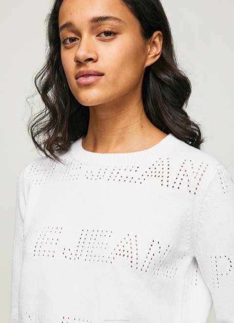 žene bijela pamučni žersej s ažur detaljima Pepe Jeans JZ8H260