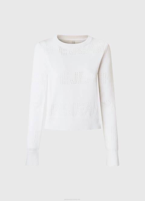 žene bijela pamučni žersej s ažur detaljima Pepe Jeans JZ8H260