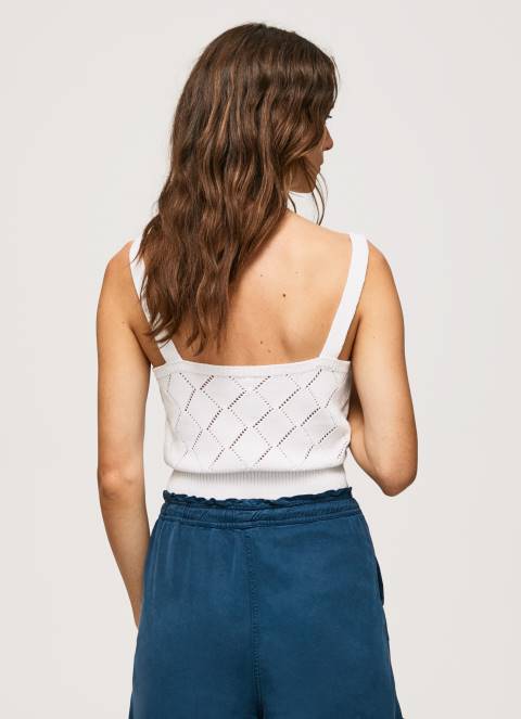 žene bijela pamučni gornji dio s izvezenim cvijetom Pepe Jeans JZ8H232