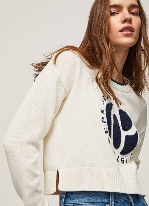 žene bijela pamučni jersey s printom logotipa Pepe Jeans JZ8H253