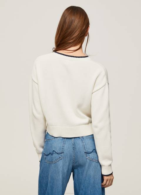 žene bijela pamučni jersey s printom logotipa Pepe Jeans JZ8H253