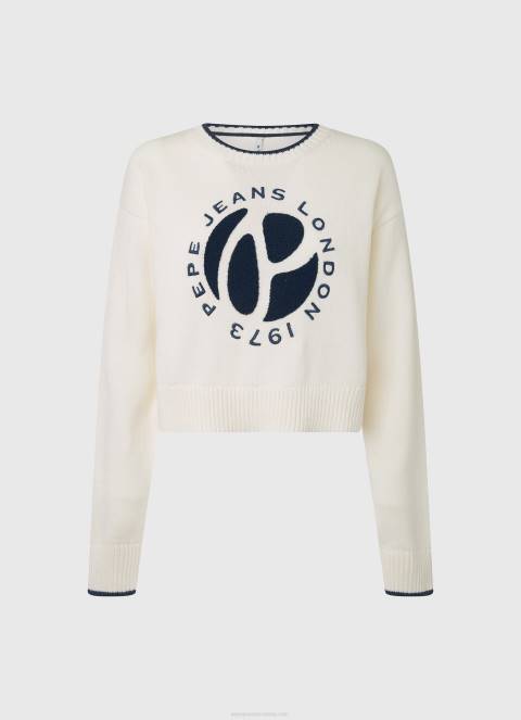 žene bijela pamučni jersey s printom logotipa Pepe Jeans JZ8H253