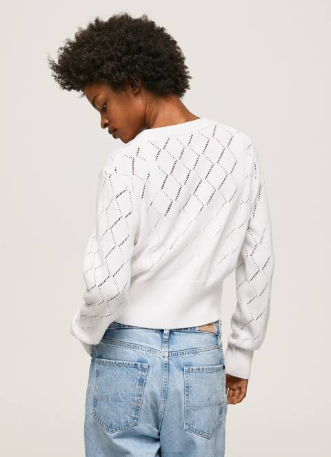 žene bijela pamučni kardigan s izvezenim cvijećem Pepe Jeans JZ8H231