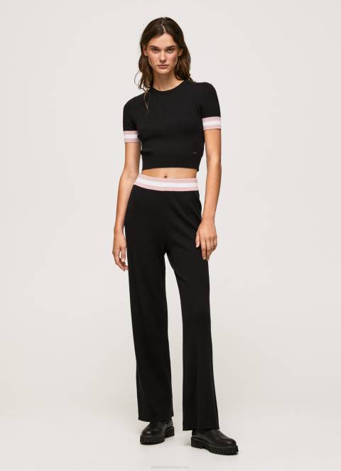 žene crno majica kratkih rukava s okruglim izrezom Pepe Jeans JZ8H263