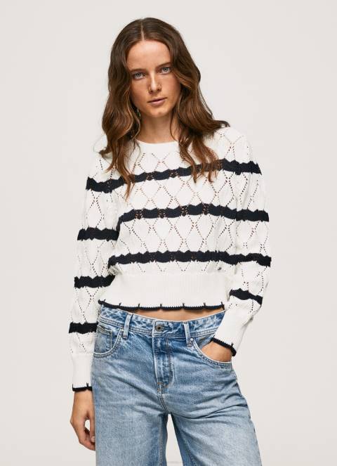 žene mousse ažurni žersej s prugastim uzorkom Pepe Jeans JZ8H251