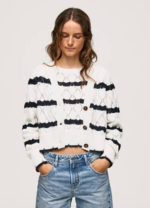žene mousse ažurni kardigan s prugastim uzorkom Pepe Jeans JZ8H252