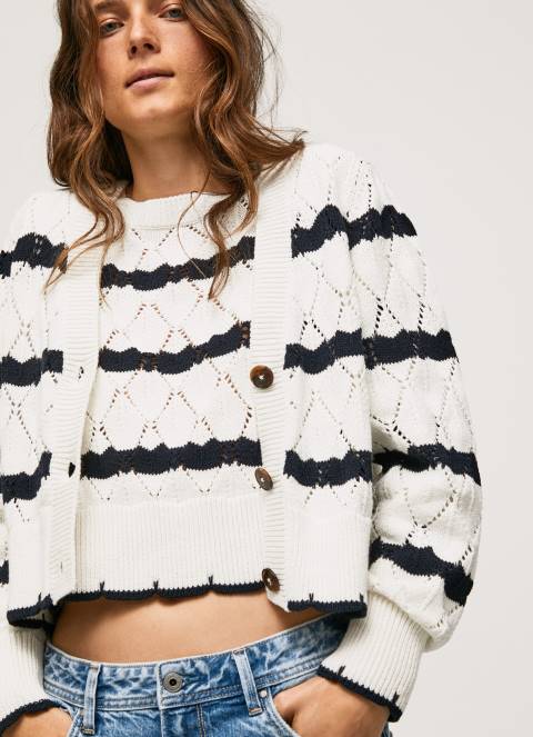 žene mousse ažurni kardigan s prugastim uzorkom Pepe Jeans JZ8H252