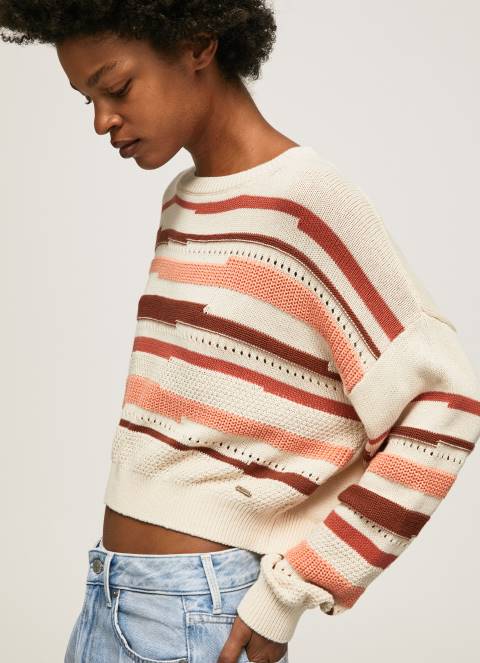 žene multi prugasti pamučni pulover Pepe Jeans JZ8H236