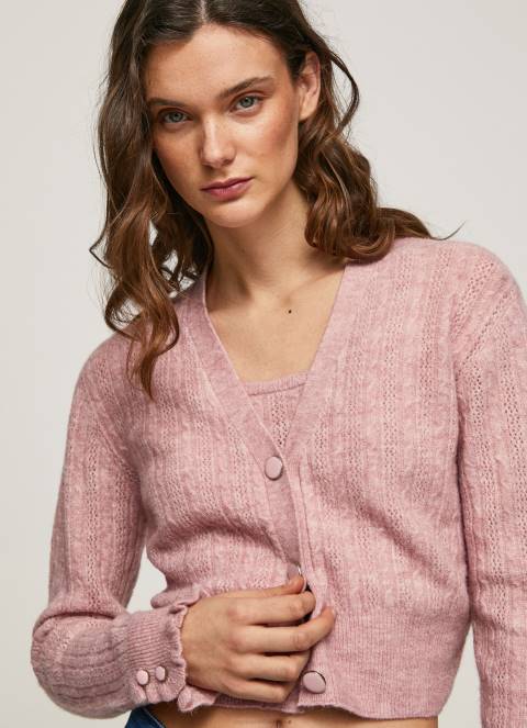 žene mutno ružičasta kardigan s otvorenim v izrezom Pepe Jeans JZ8H248