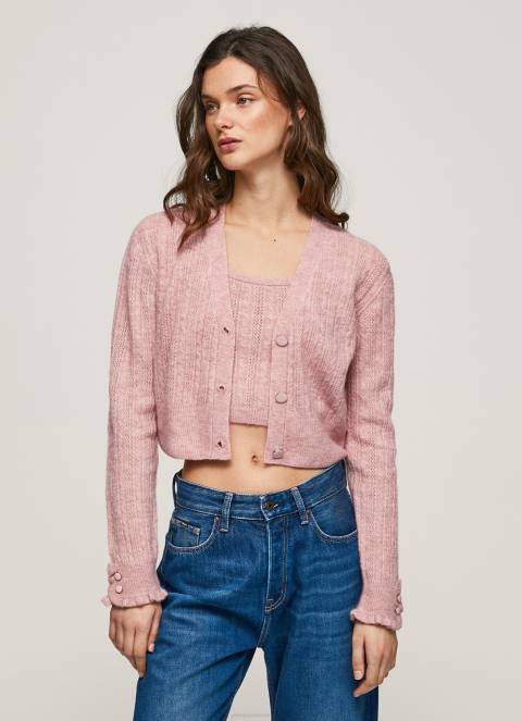 žene mutno ružičasta kardigan s otvorenim v izrezom Pepe Jeans JZ8H248