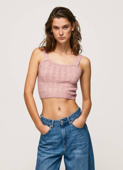 žene mutno ružičasta vrh pletenih naramenica Pepe Jeans JZ8H247