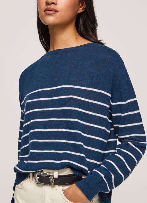 žene ocean pamučni jersey s prugastim printom Pepe Jeans JZ8H237