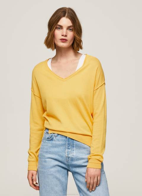 žene sjaj dres opuštenog kroja s v izrezom Pepe Jeans JZ8H257